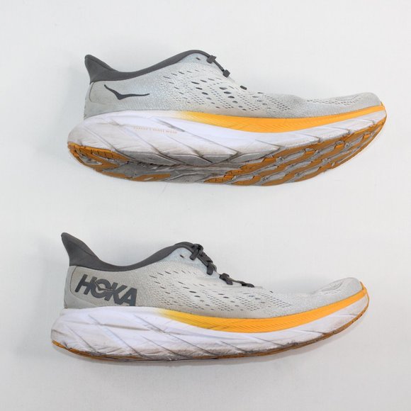 Hoka Clifton 8 White Grey Yellow Mens Road Running Shoes 119393 Size 11.5D #142 - Picture 7 of 14